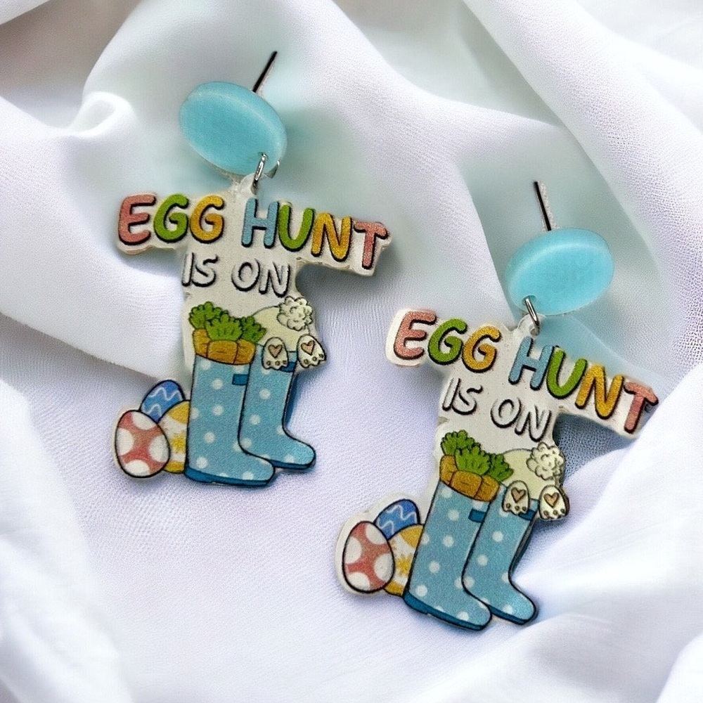 Hoppy Easter Egg Hunt Earrings - Boot-tastic Fun! NWT Jewelry l Ready To Ship!